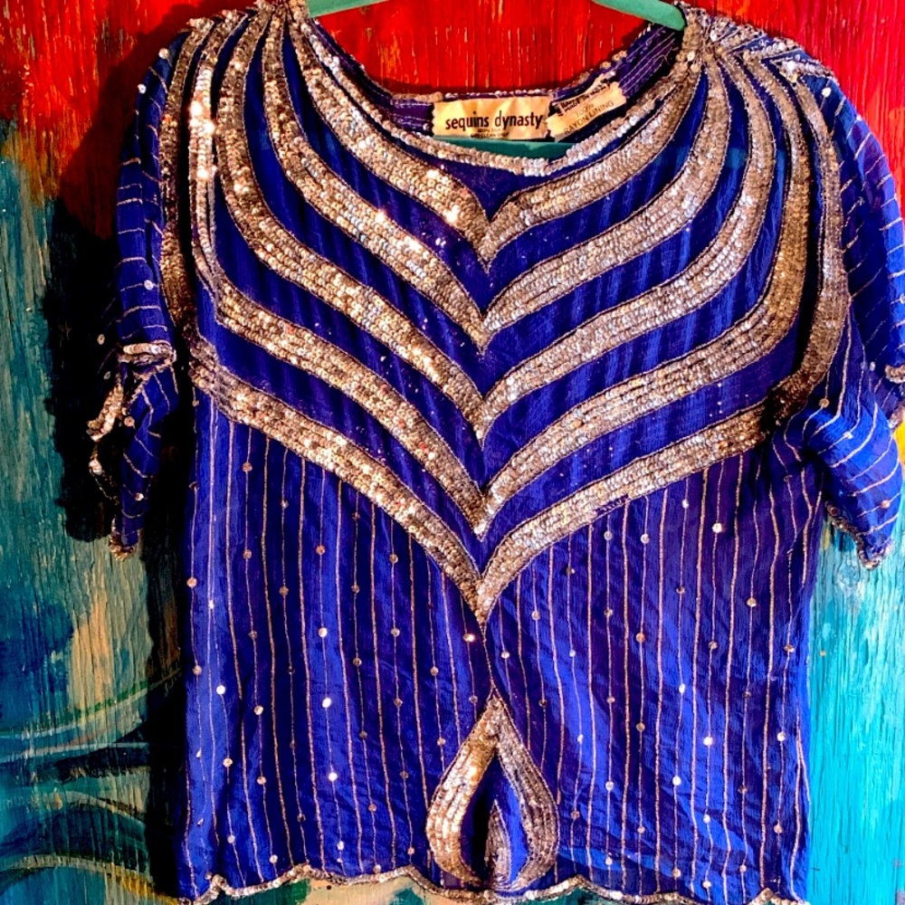 100% Indian silk hand embroidered sequin trim